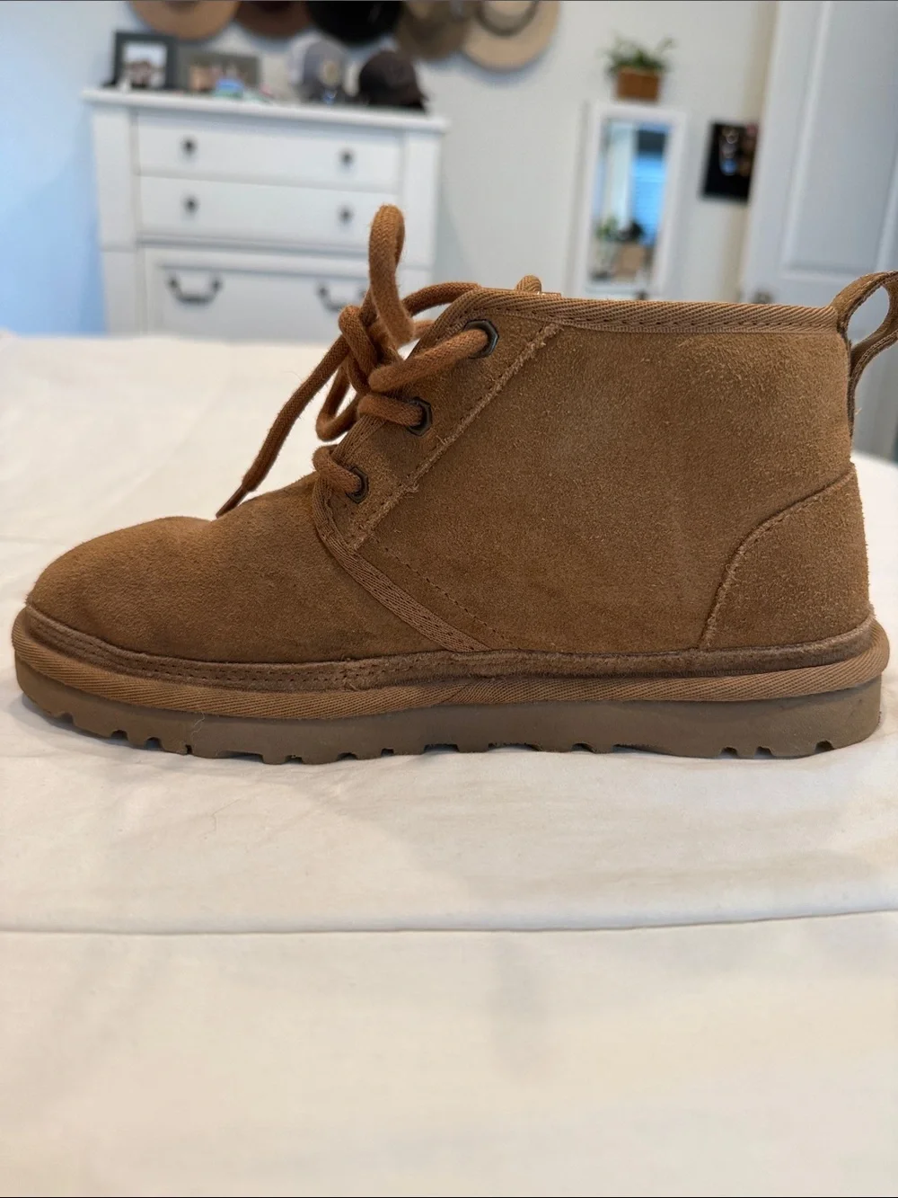 UGG Chestnut Suede Lace-Up Ankle Booties